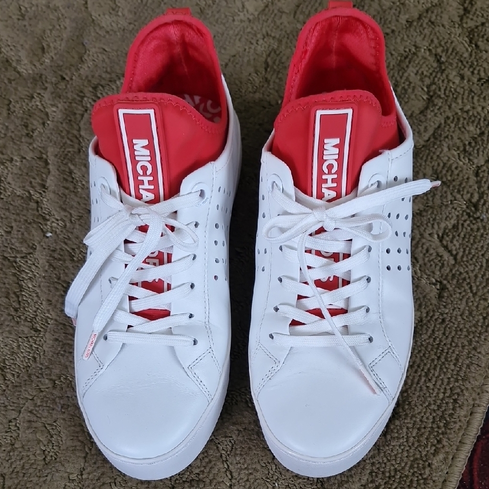 Michael Kors Women's White and Red Sneakers US6